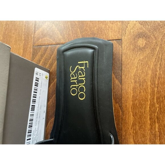 Capri Slide Black Leather Franco Sarto Slide Flat Sandals NEW Leather 6 M - Picture 4 of 7
